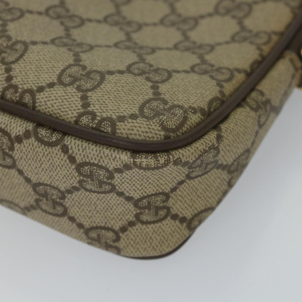 GUCCI GG Canvas Shoulder Bag PVC Leather Beige 57244