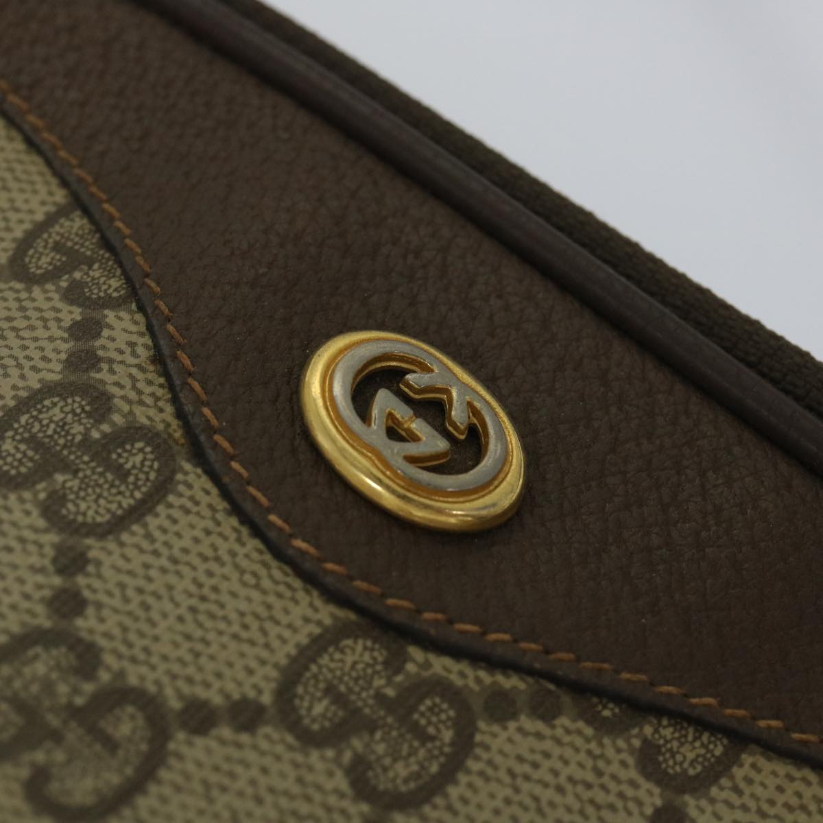 GUCCI GG Canvas Shoulder Bag PVC Leather Beige 57244