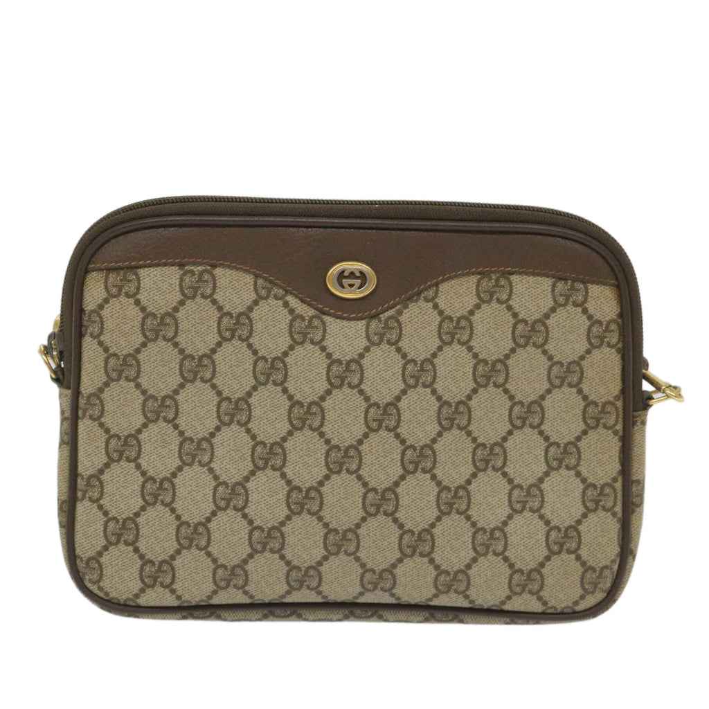 GUCCI GG Canvas Shoulder Bag PVC Leather Beige 57244