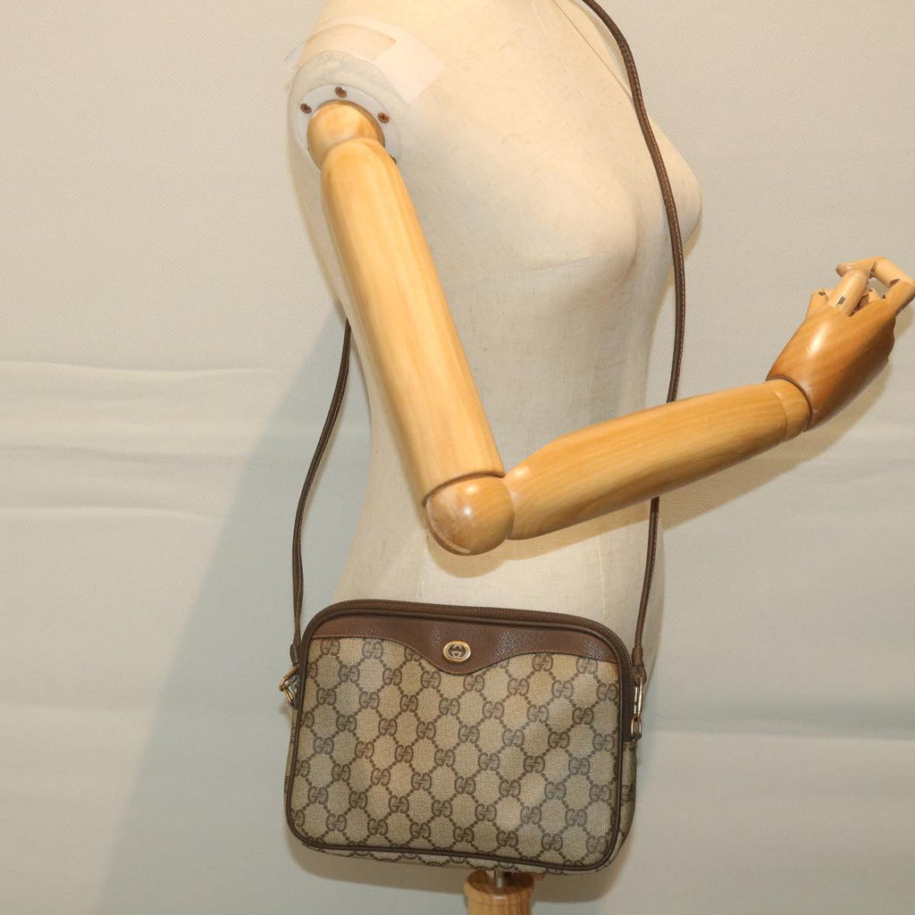 GUCCI GG Canvas Shoulder Bag PVC Leather Beige 57244