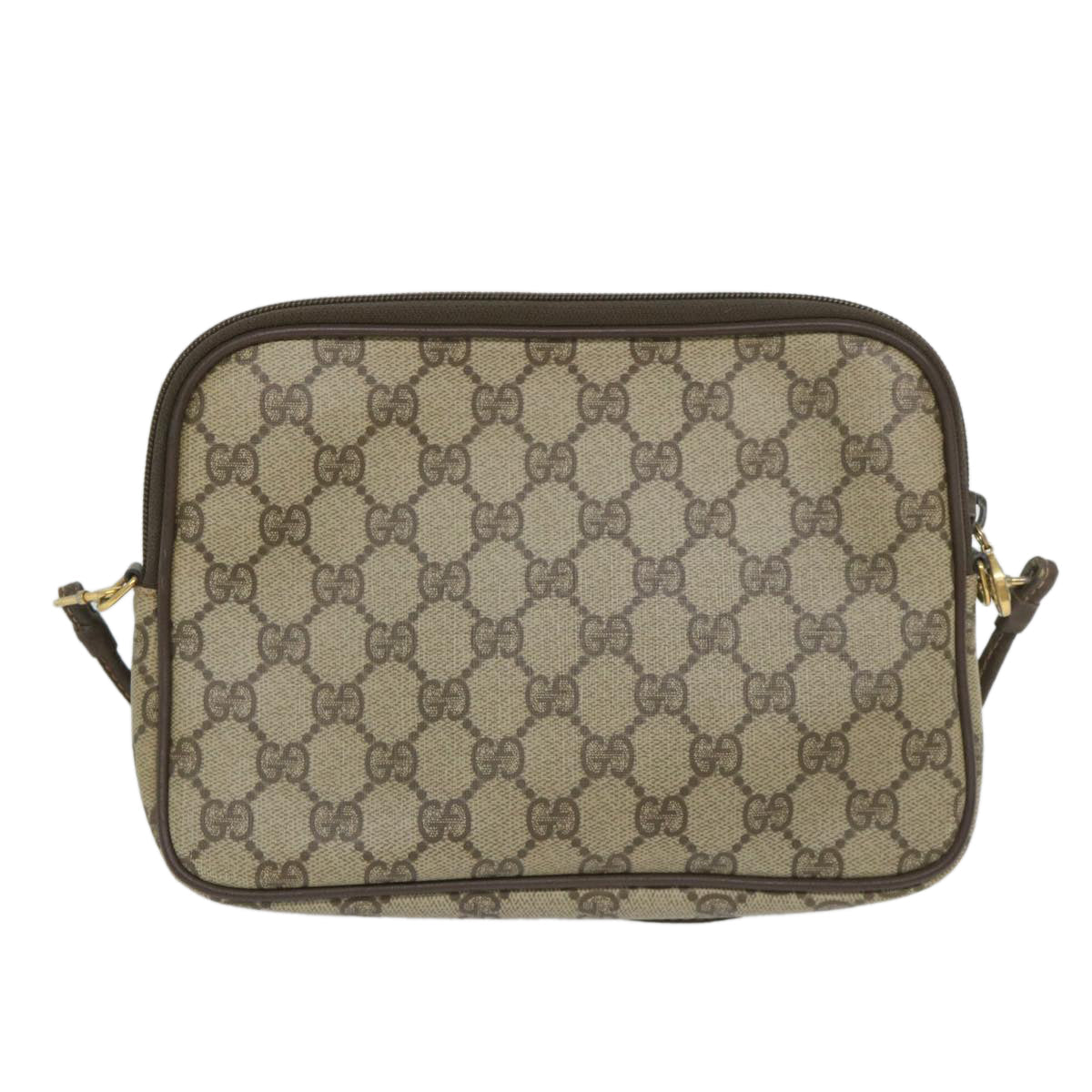 GUCCI GG Canvas Shoulder Bag PVC Leather Beige 57244