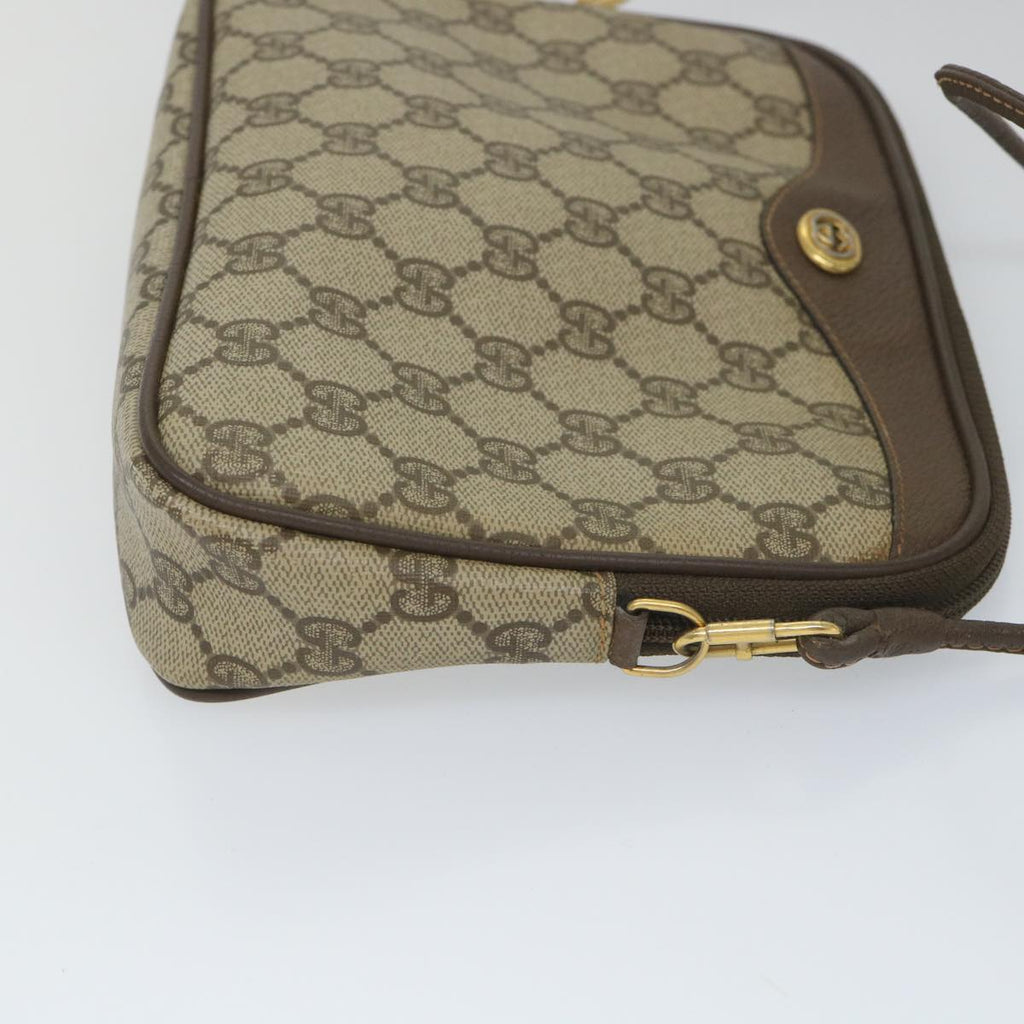 GUCCI GG Canvas Shoulder Bag PVC Leather Beige 57244