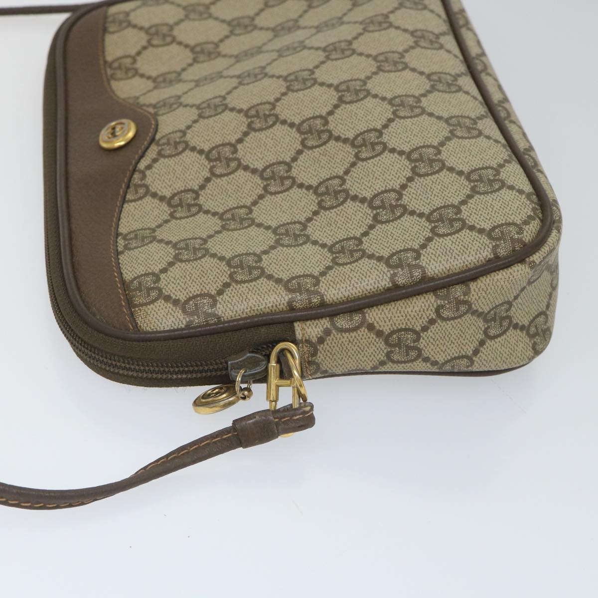 GUCCI GG Canvas Shoulder Bag PVC Leather Beige 57244