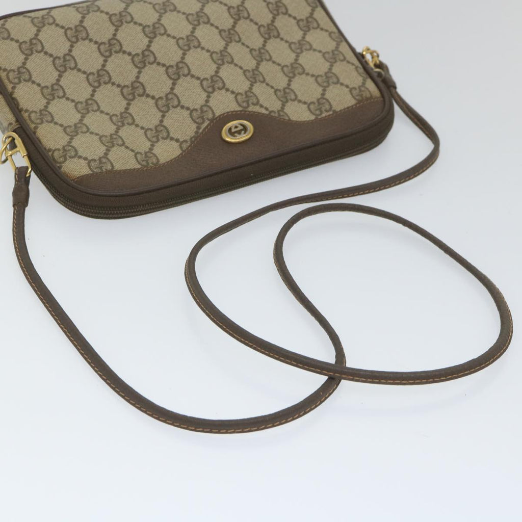 GUCCI GG Canvas Shoulder Bag PVC Leather Beige 57244