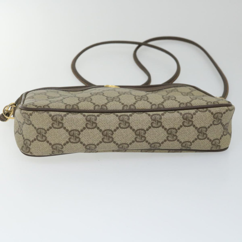 GUCCI GG Canvas Shoulder Bag PVC Leather Beige 57244