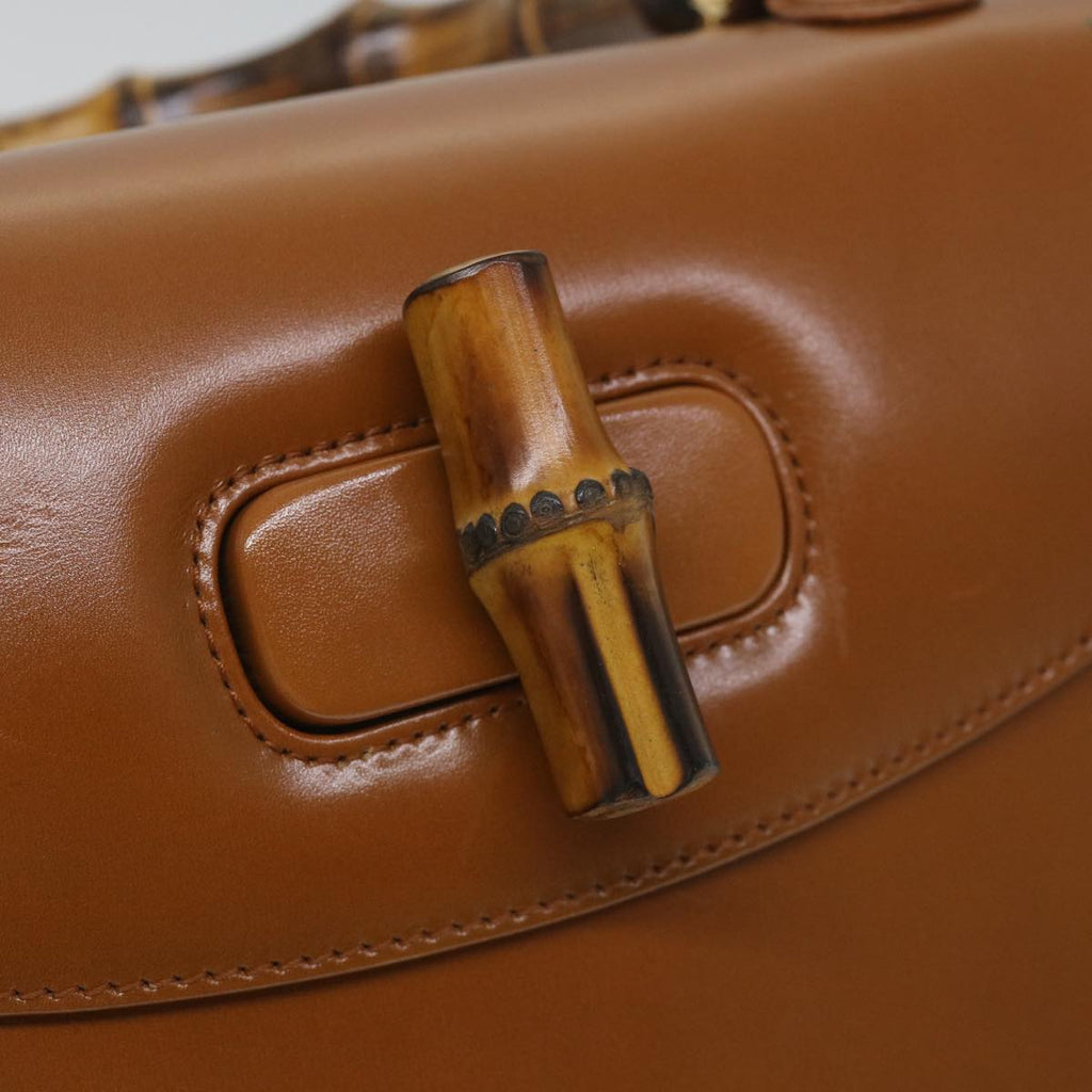 GUCCI Bamboo Turn Lock Hand Bag Leather Brown 000 2113 0633 57251