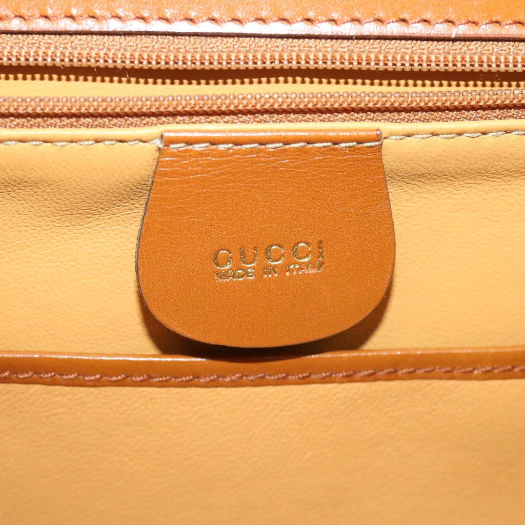 GUCCI Bamboo Turn Lock Hand Bag Leather Brown 000 2113 0633 57251