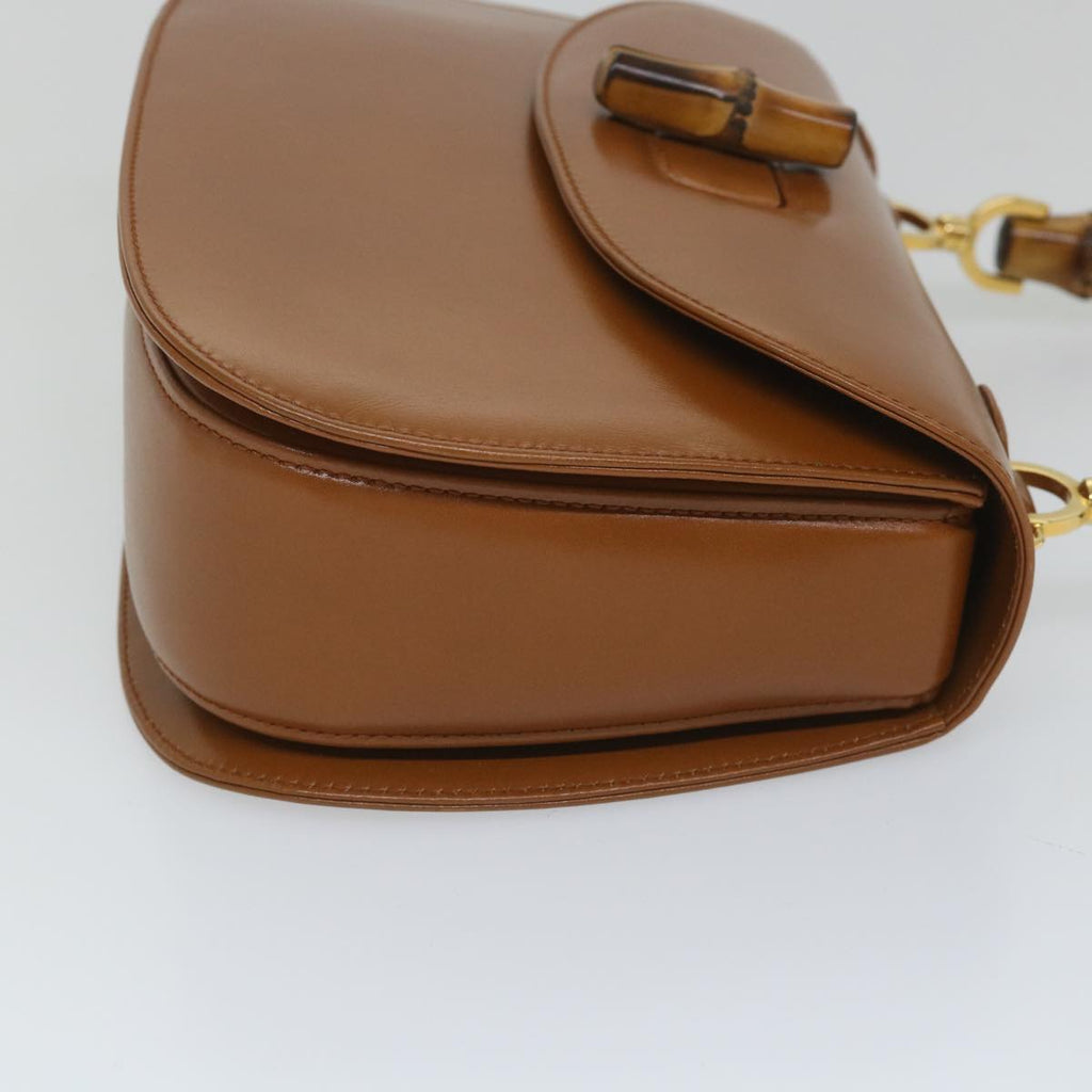 GUCCI Bamboo Turn Lock Hand Bag Leather Brown 000 2113 0633 57251