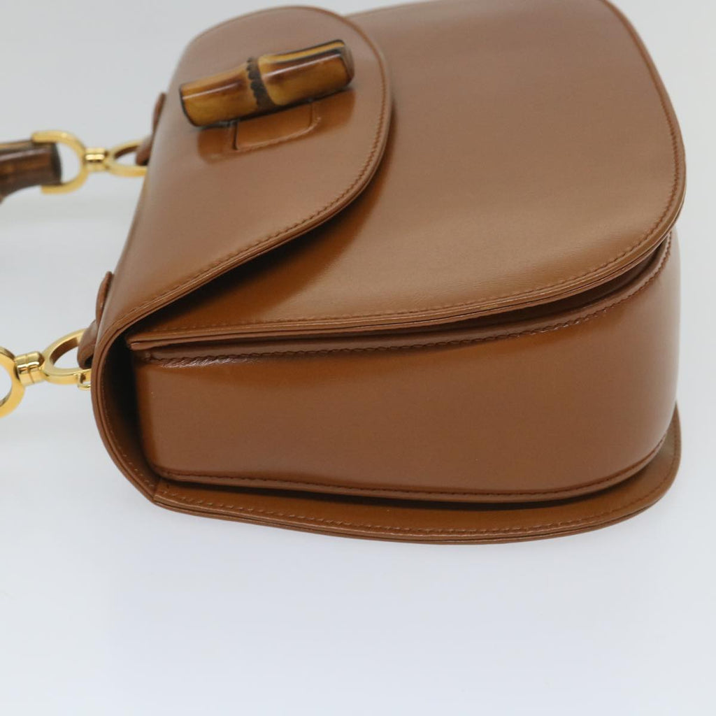 GUCCI Bamboo Turn Lock Hand Bag Leather Brown 000 2113 0633 57251