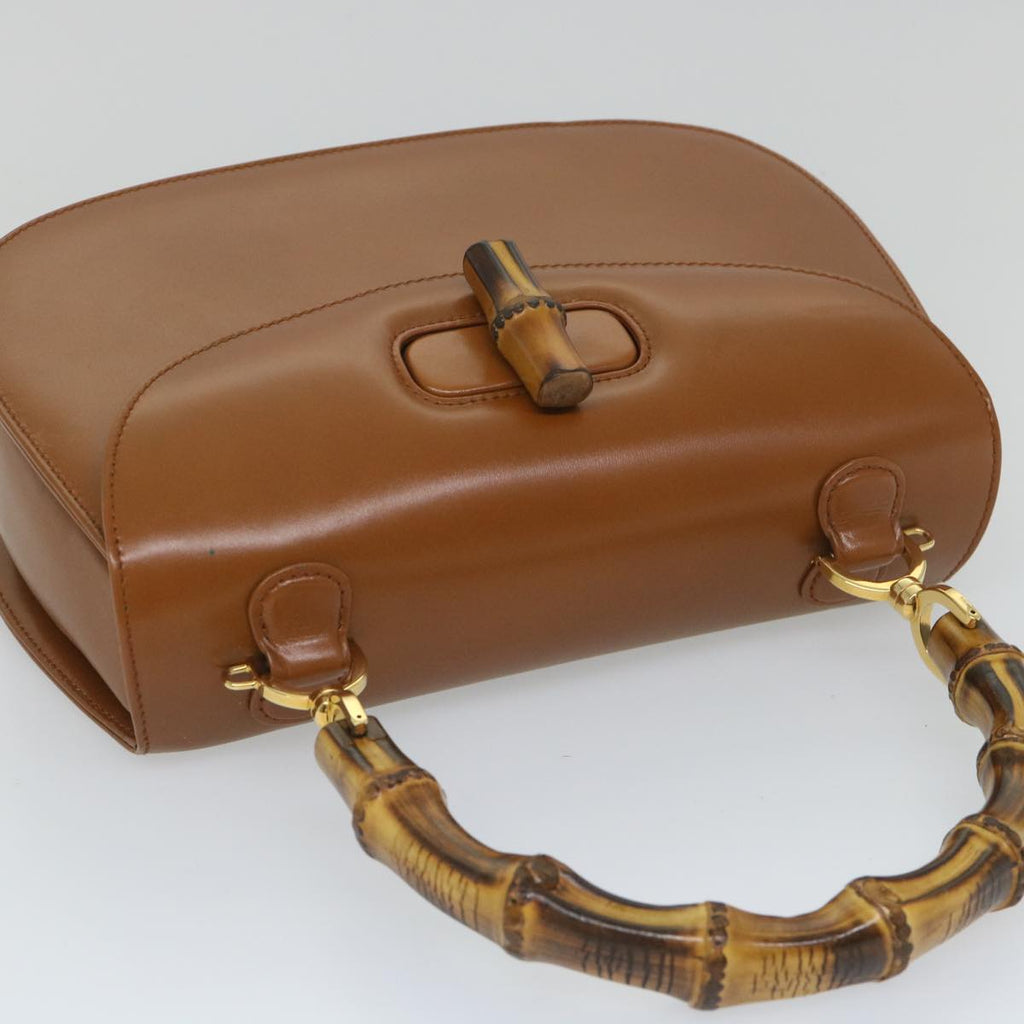 GUCCI Bamboo Turn Lock Hand Bag Leather Brown 000 2113 0633 57251