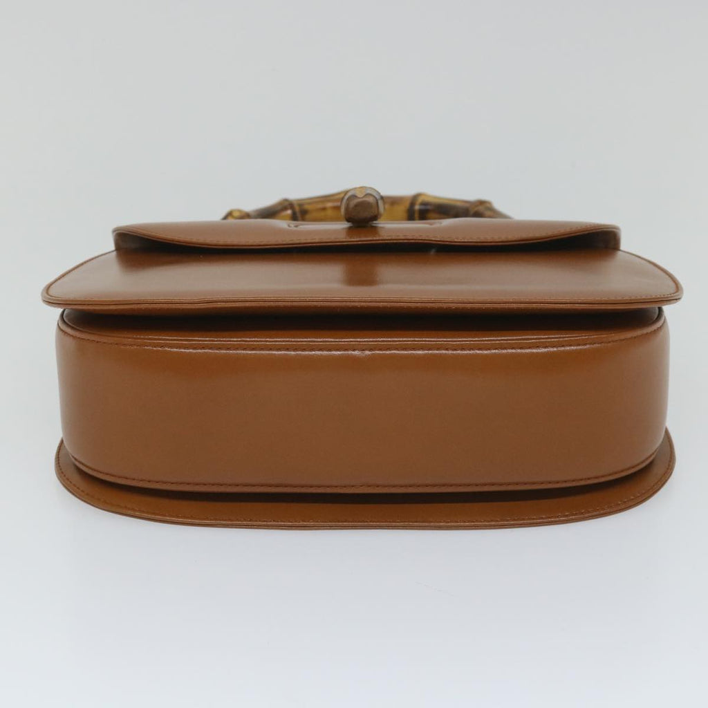 GUCCI Bamboo Turn Lock Hand Bag Leather Brown 000 2113 0633 57251