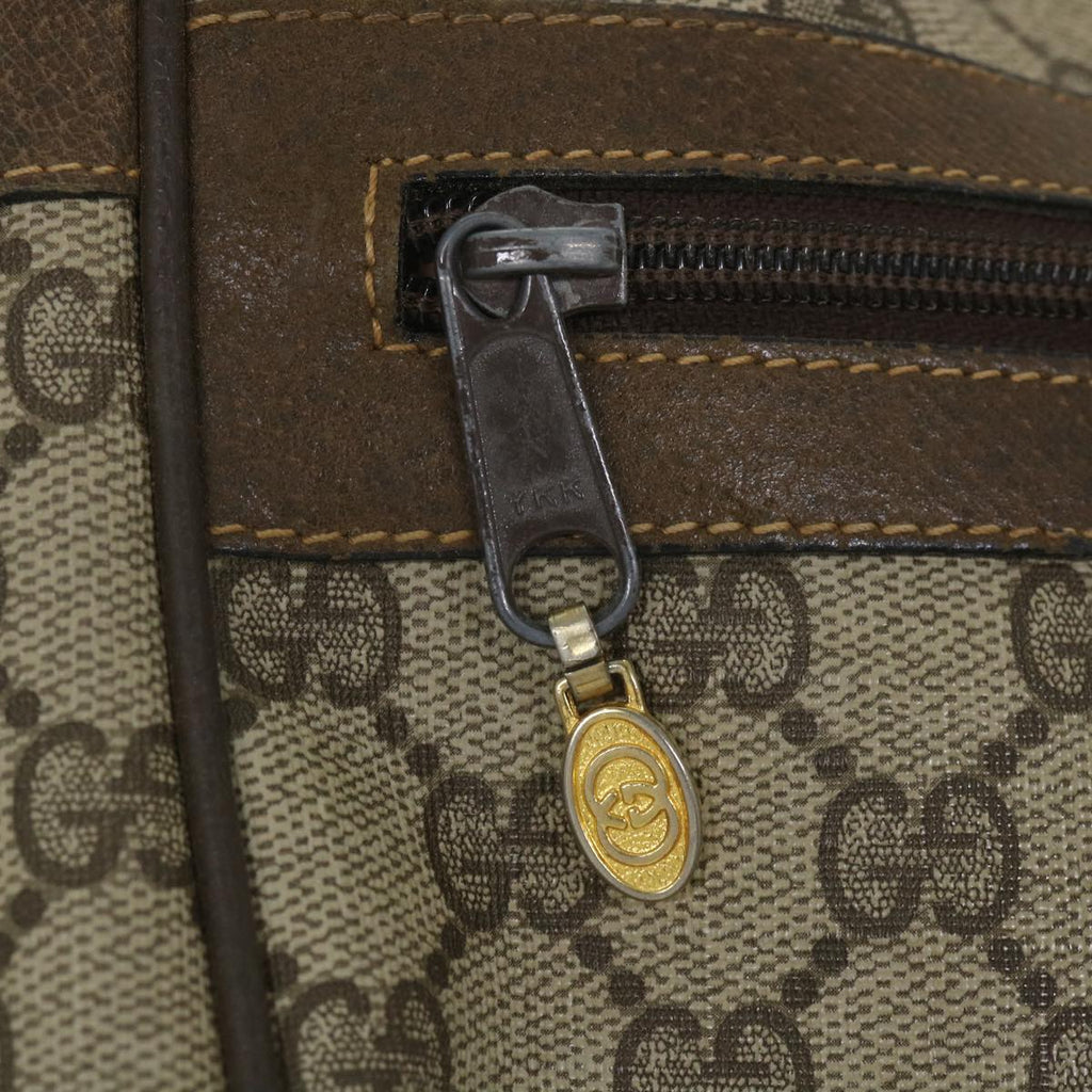 GUCCI GG Canvas Web Sherry Line Shoulder Bag PVC Leather Beige Green 57258