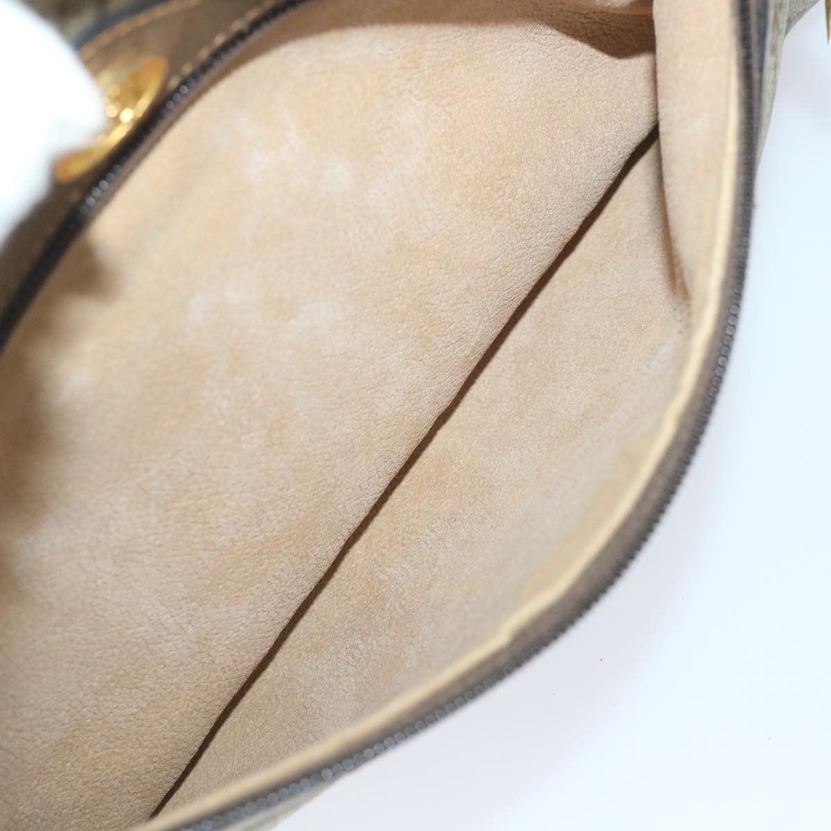 GUCCI GG Canvas Web Sherry Line Shoulder Bag PVC Leather Beige Green 57258
