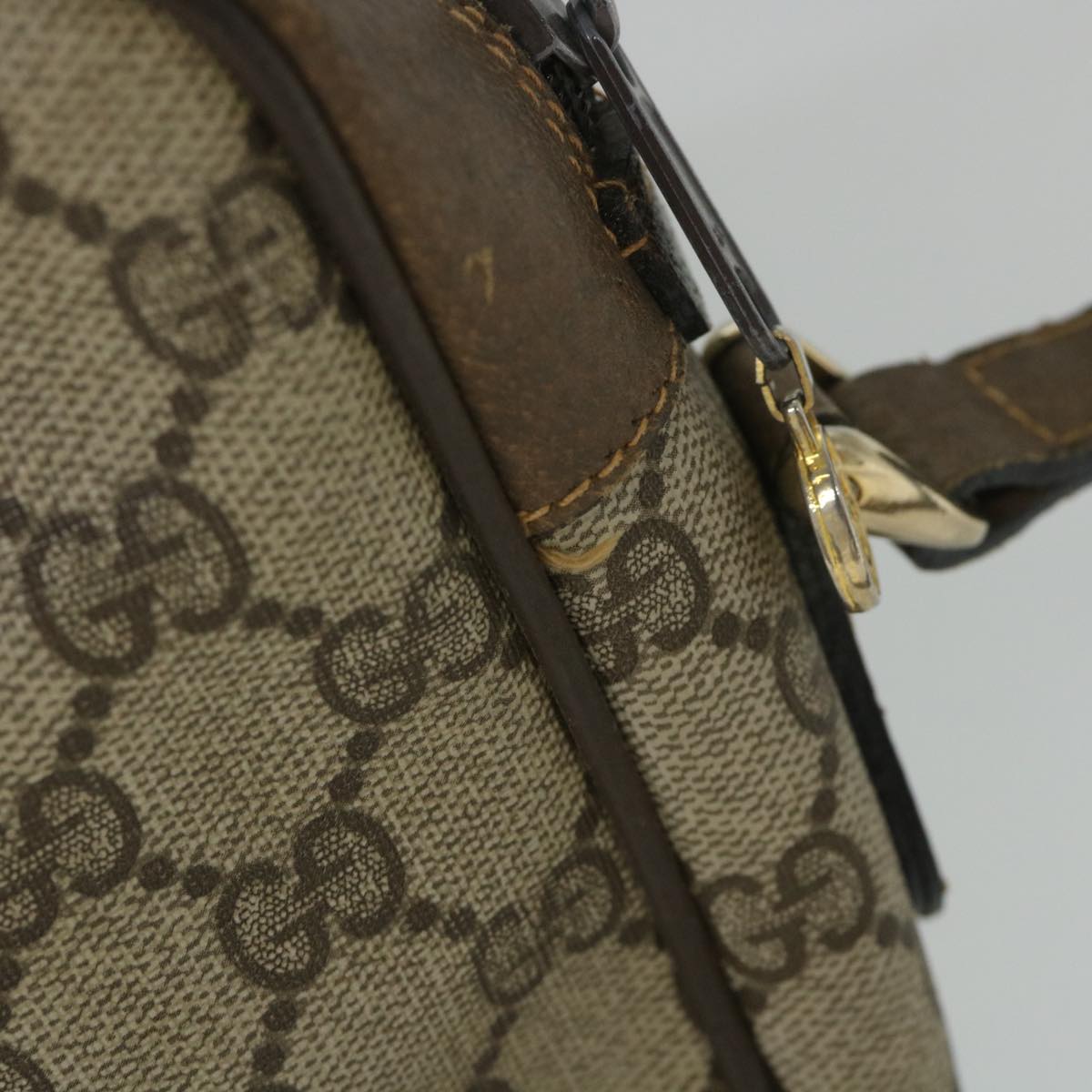 GUCCI GG Canvas Web Sherry Line Shoulder Bag PVC Leather Beige Green 57258