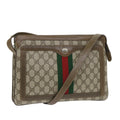 GUCCI GG Canvas Web Sherry Line Shoulder Bag PVC Leather Beige Green 57265