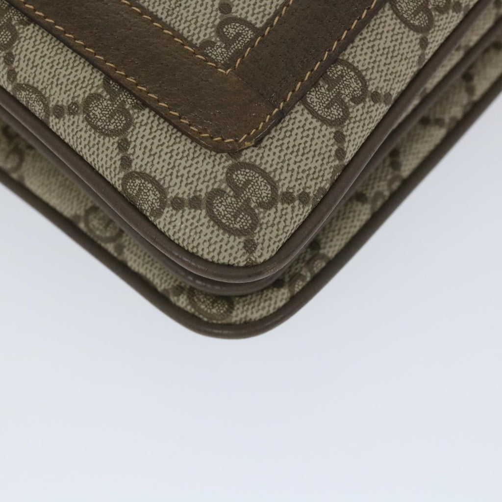 GUCCI GG Canvas Web Sherry Line Shoulder Bag PVC Leather Beige Green 57265