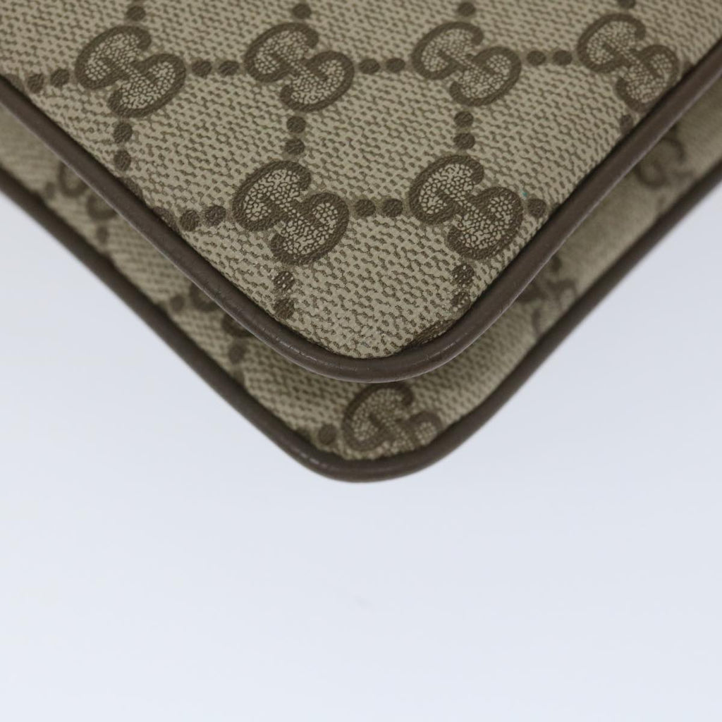 GUCCI GG Canvas Web Sherry Line Shoulder Bag PVC Leather Beige Green 57265