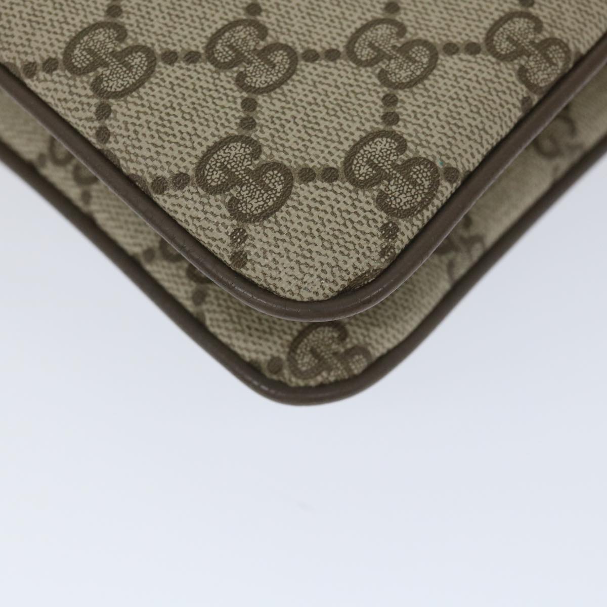 GUCCI GG Canvas Web Sherry Line Shoulder Bag PVC Leather Beige Green 57265