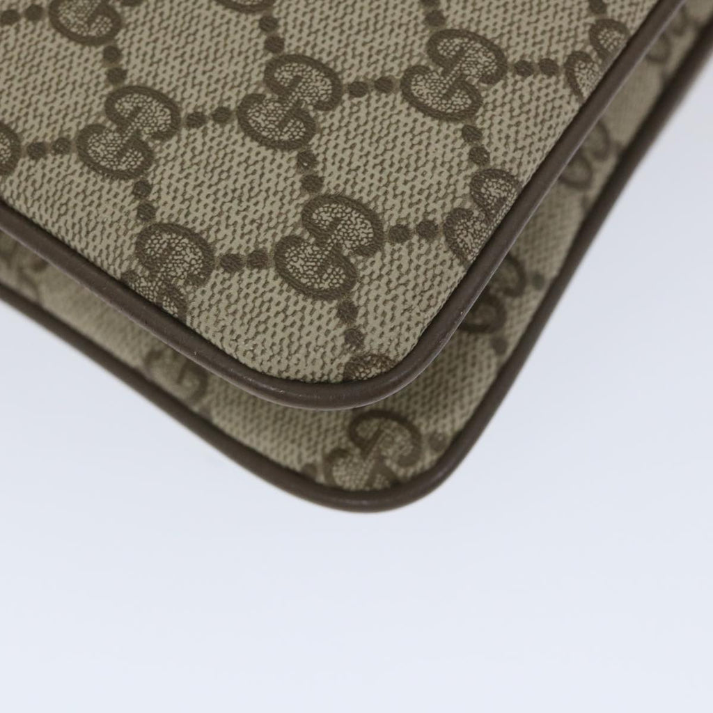 GUCCI GG Canvas Web Sherry Line Shoulder Bag PVC Leather Beige Green 57265
