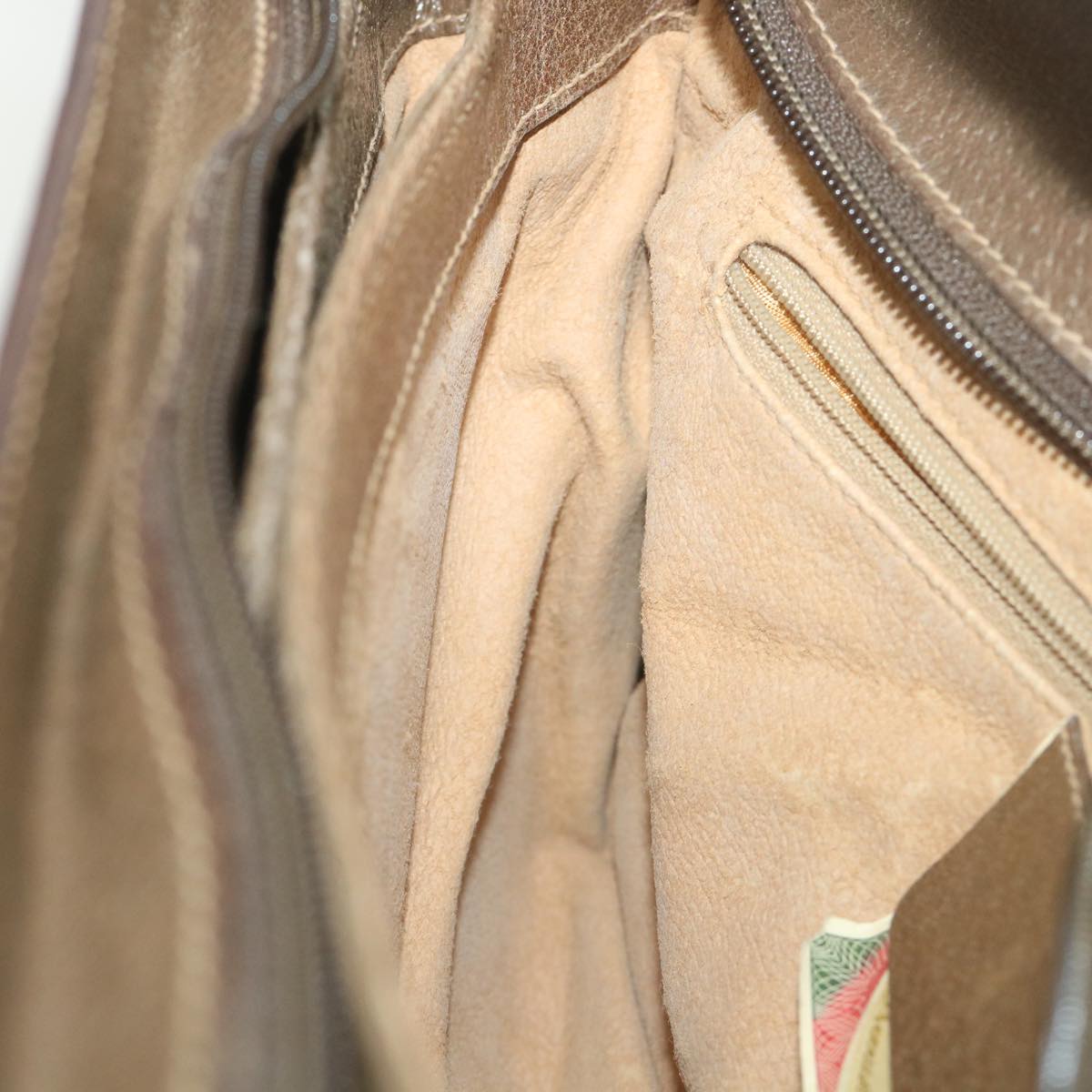 GUCCI GG Canvas Web Sherry Line Shoulder Bag PVC Leather Beige Green 57265