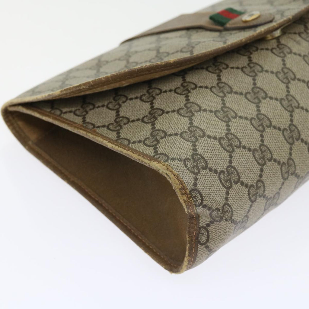 GUCCI GG Supreme Web Sherry Line Clutch Bag Beige Red Green 89 01 031 57277