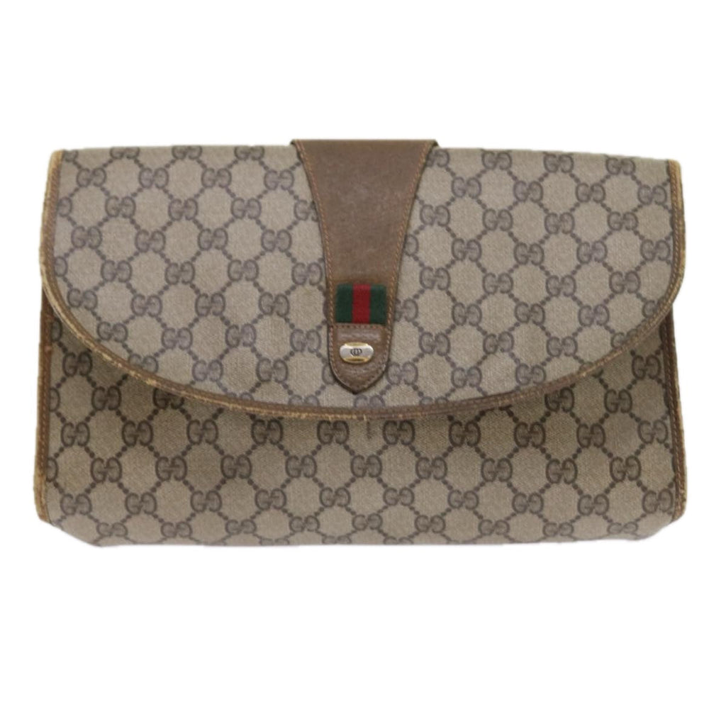 GUCCI GG Supreme Web Sherry Line Clutch Bag Beige Red Green 89 01 031 57277