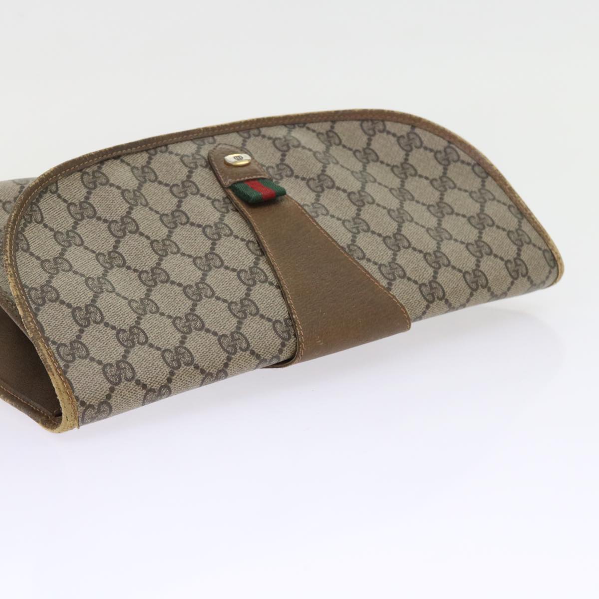 GUCCI GG Supreme Web Sherry Line Clutch Bag Beige Red Green 89 01 031 57277