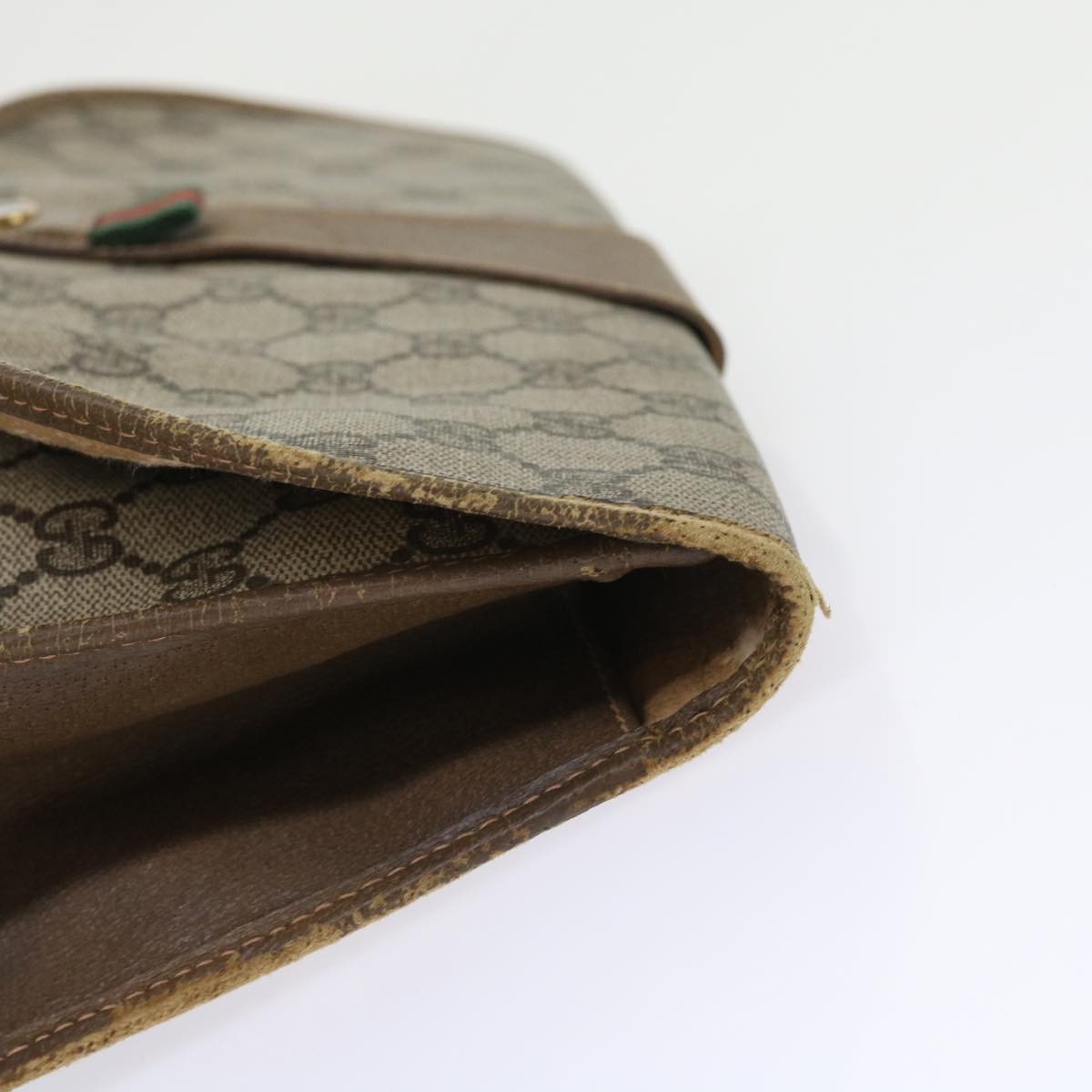 GUCCI GG Supreme Web Sherry Line Clutch Bag Beige Red Green 89 01 031 57277