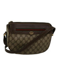 GUCCI GG Canvas Web Sherry Line Shoulder Bag PVC Leather Beige Green 57284