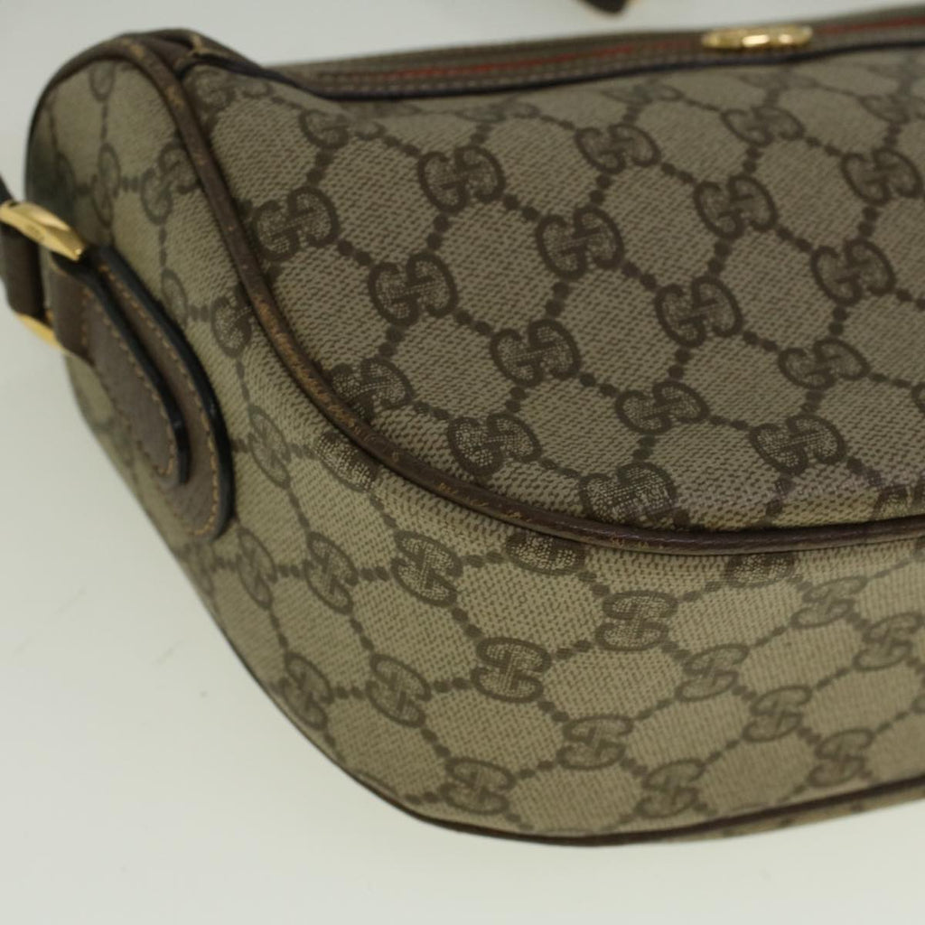 GUCCI GG Canvas Web Sherry Line Shoulder Bag PVC Leather Beige Green 57284
