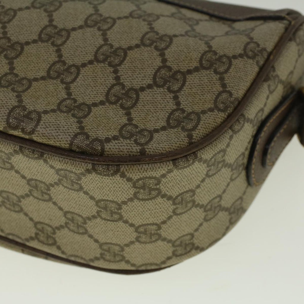 GUCCI GG Canvas Web Sherry Line Shoulder Bag PVC Leather Beige Green 57284