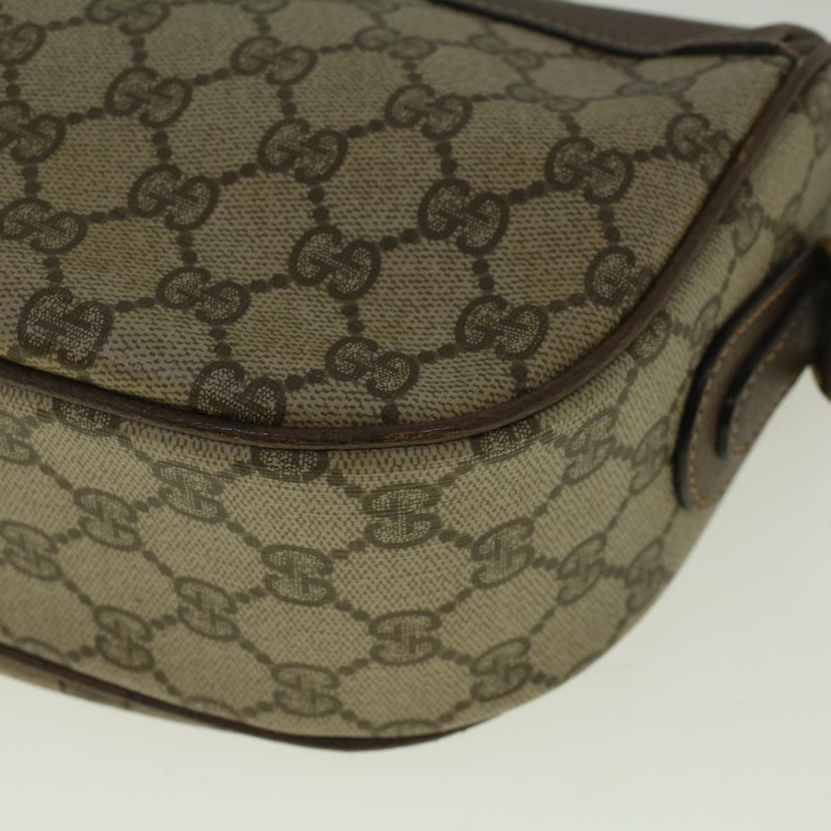 GUCCI GG Canvas Web Sherry Line Shoulder Bag PVC Leather Beige Green 57284