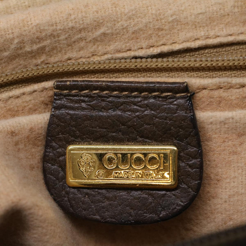 GUCCI GG Canvas Web Sherry Line Shoulder Bag PVC Leather Beige Green 57284