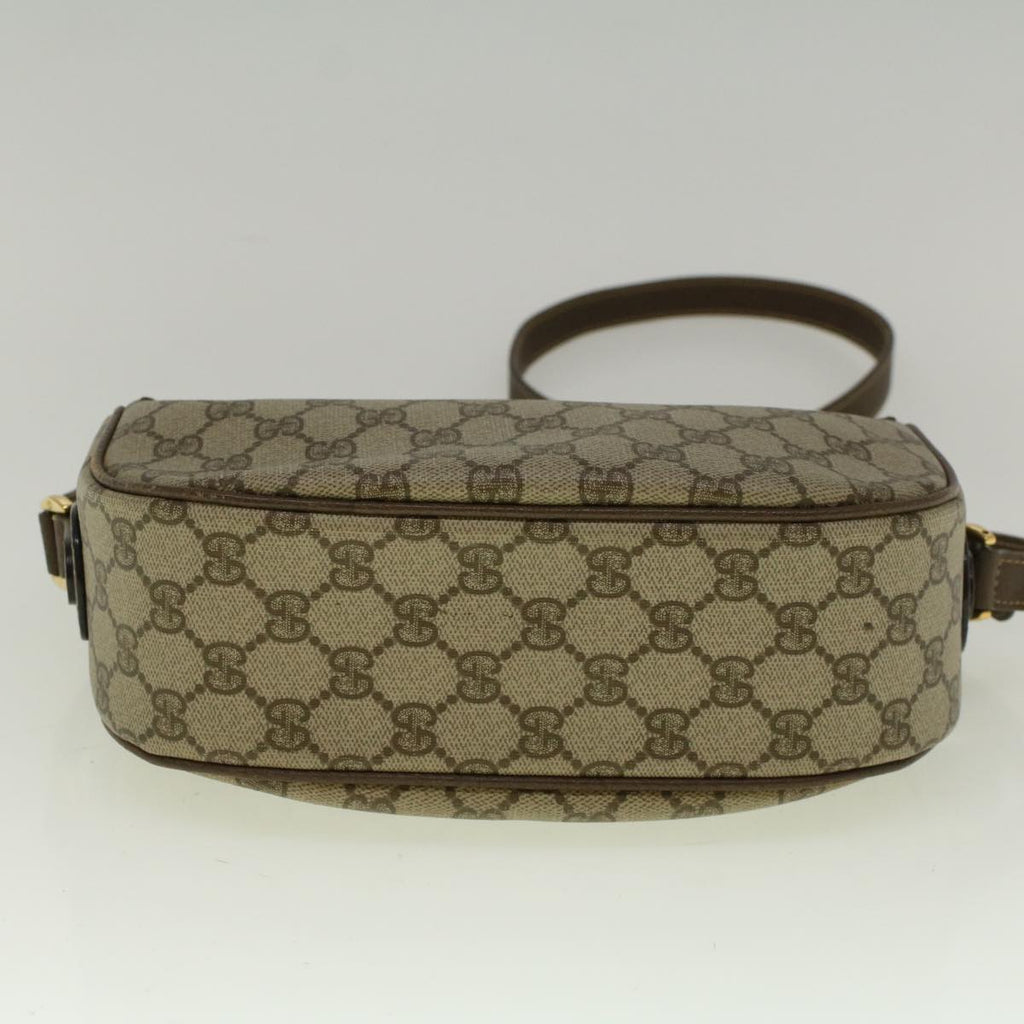 GUCCI GG Canvas Web Sherry Line Shoulder Bag PVC Leather Beige Green 57284