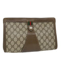 GUCCI GG Supreme Web Sherry Line Clutch Bag Beige Red Green 89 01 033 57286