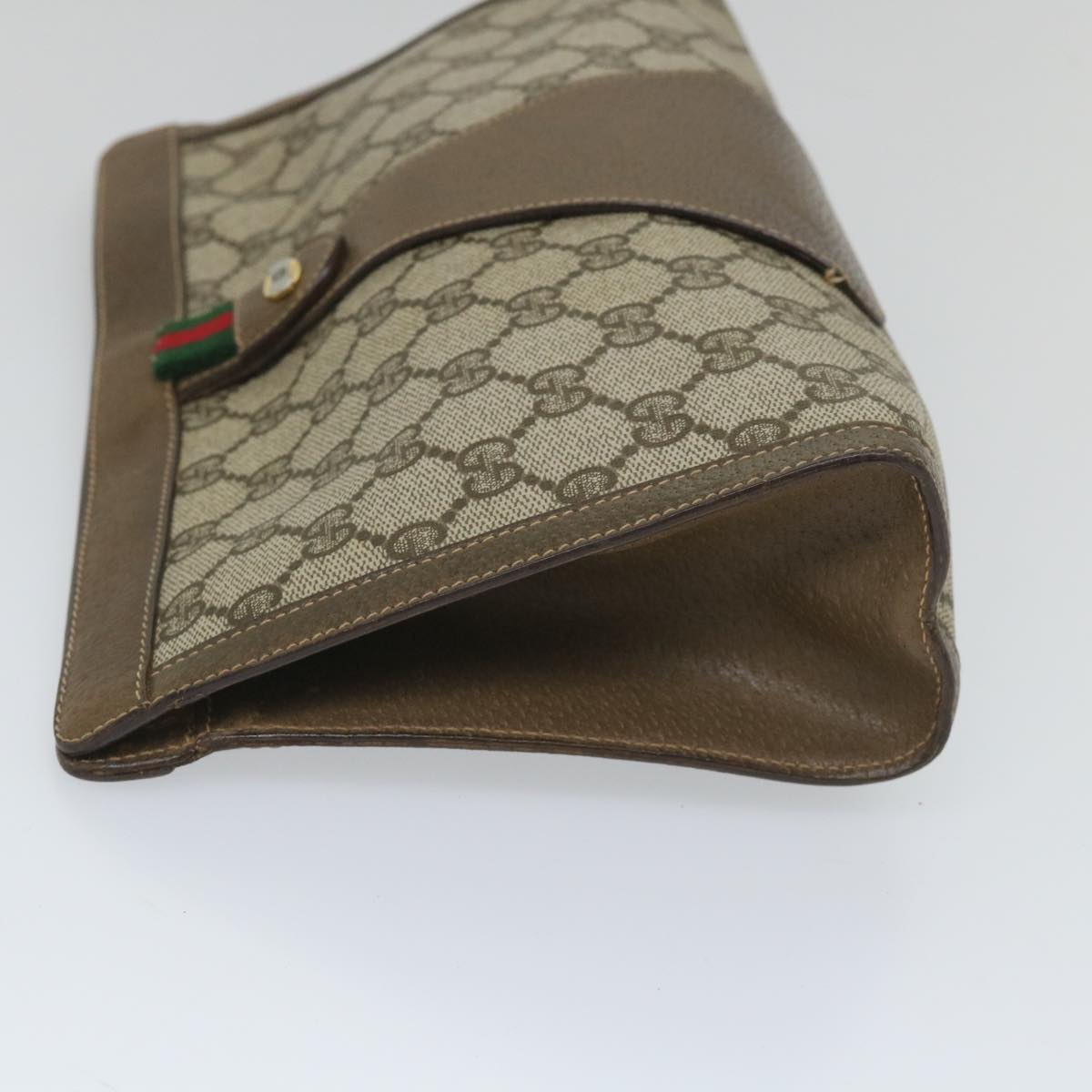 GUCCI GG Supreme Web Sherry Line Clutch Bag Beige Red Green 89 01 033 57286