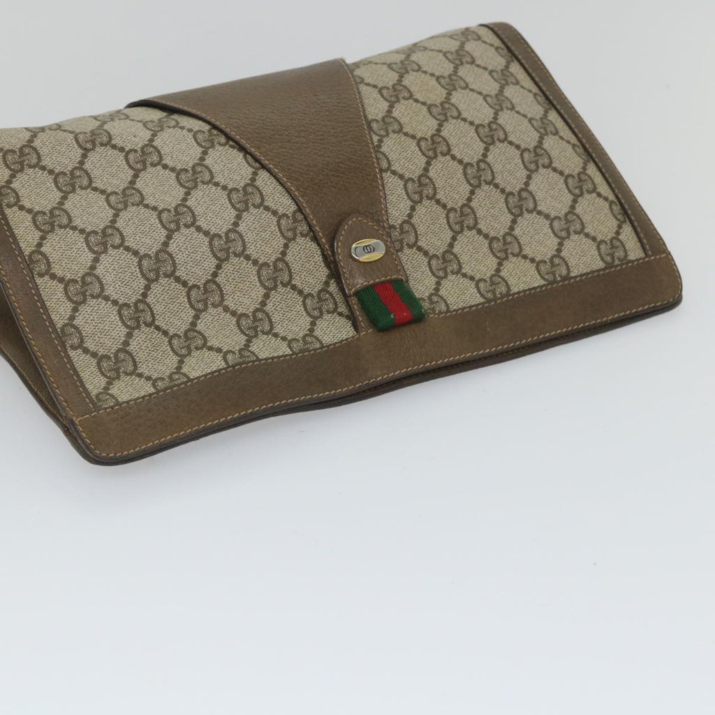 GUCCI GG Supreme Web Sherry Line Clutch Bag Beige Red Green 89 01 033 57286