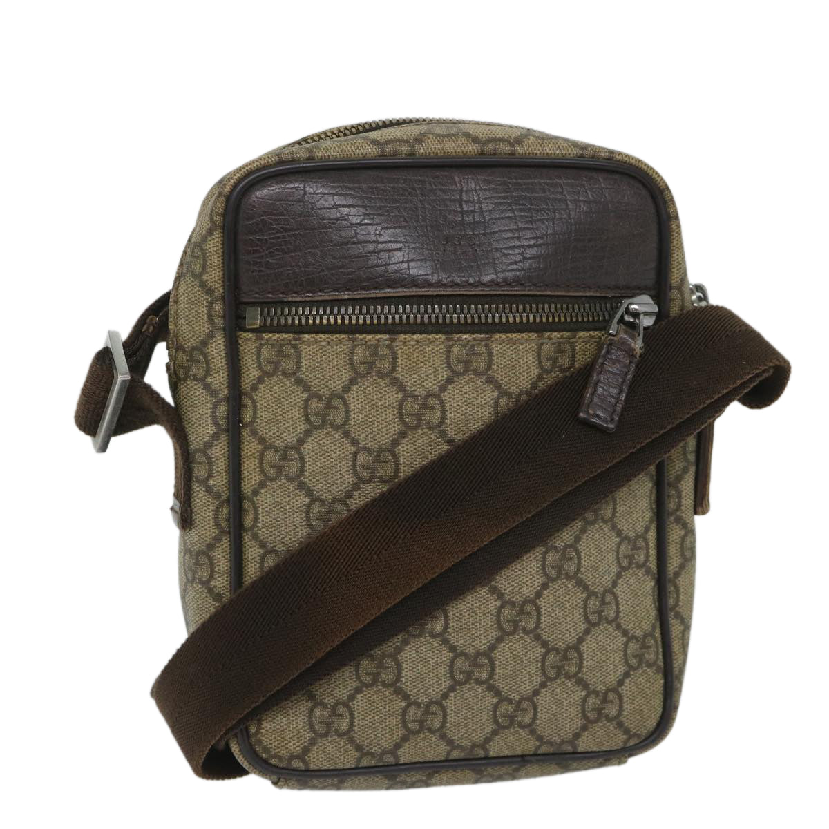 GUCCI GG Supreme Shoulder Bag PVC Leather Beige 101680 57287