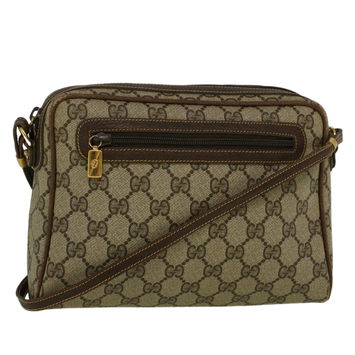 GUCCI GG Canvas Shoulder Bag PVC Leather Beige Brown 57299