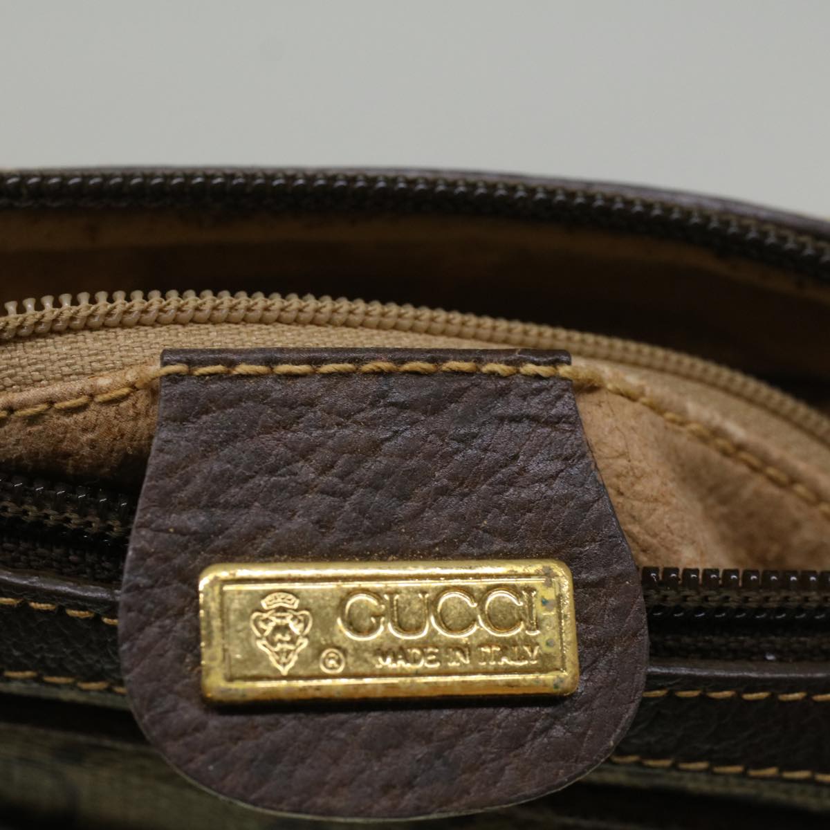GUCCI GG Canvas Shoulder Bag PVC Leather Beige Brown 57299
