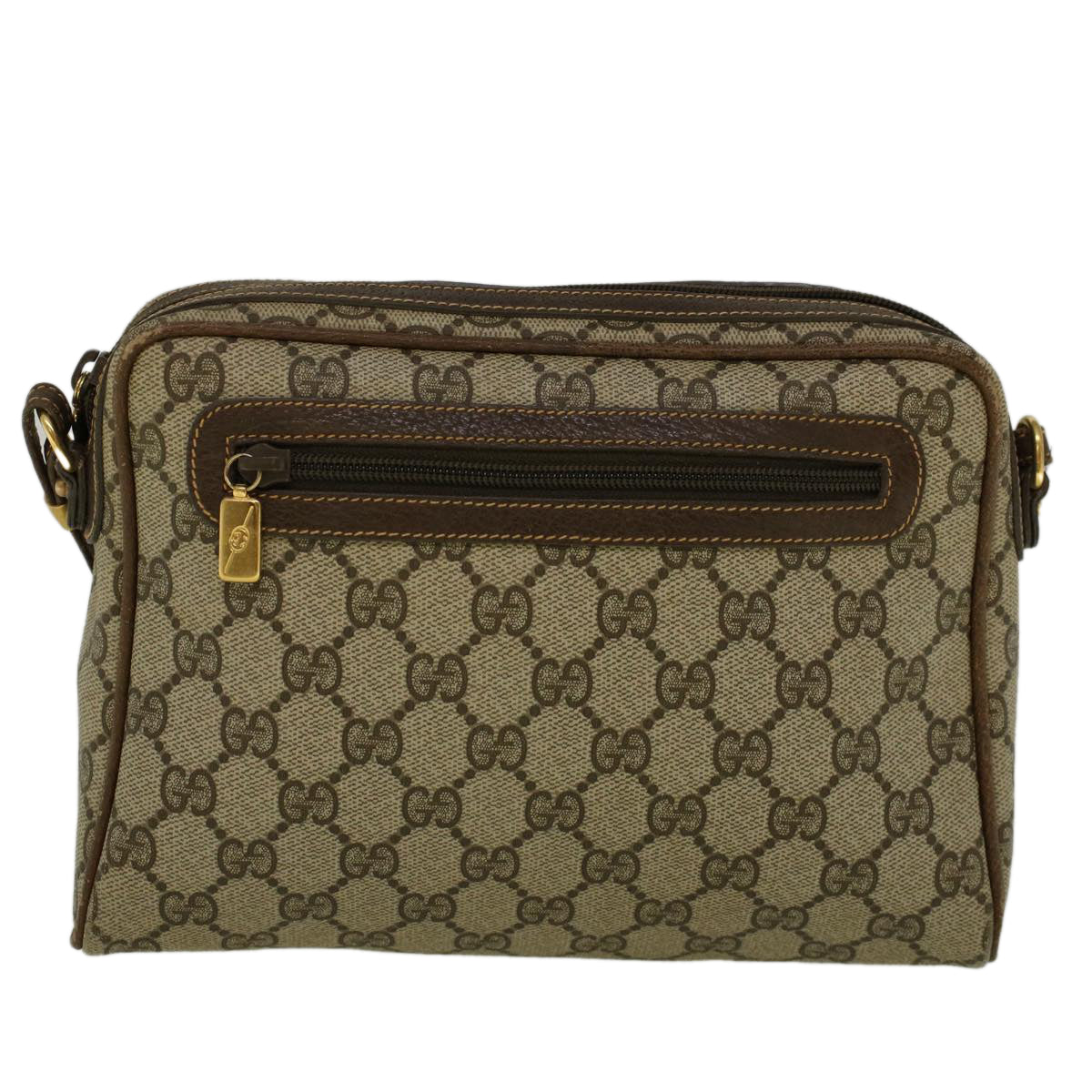 GUCCI GG Canvas Shoulder Bag PVC Leather Beige Brown 57299