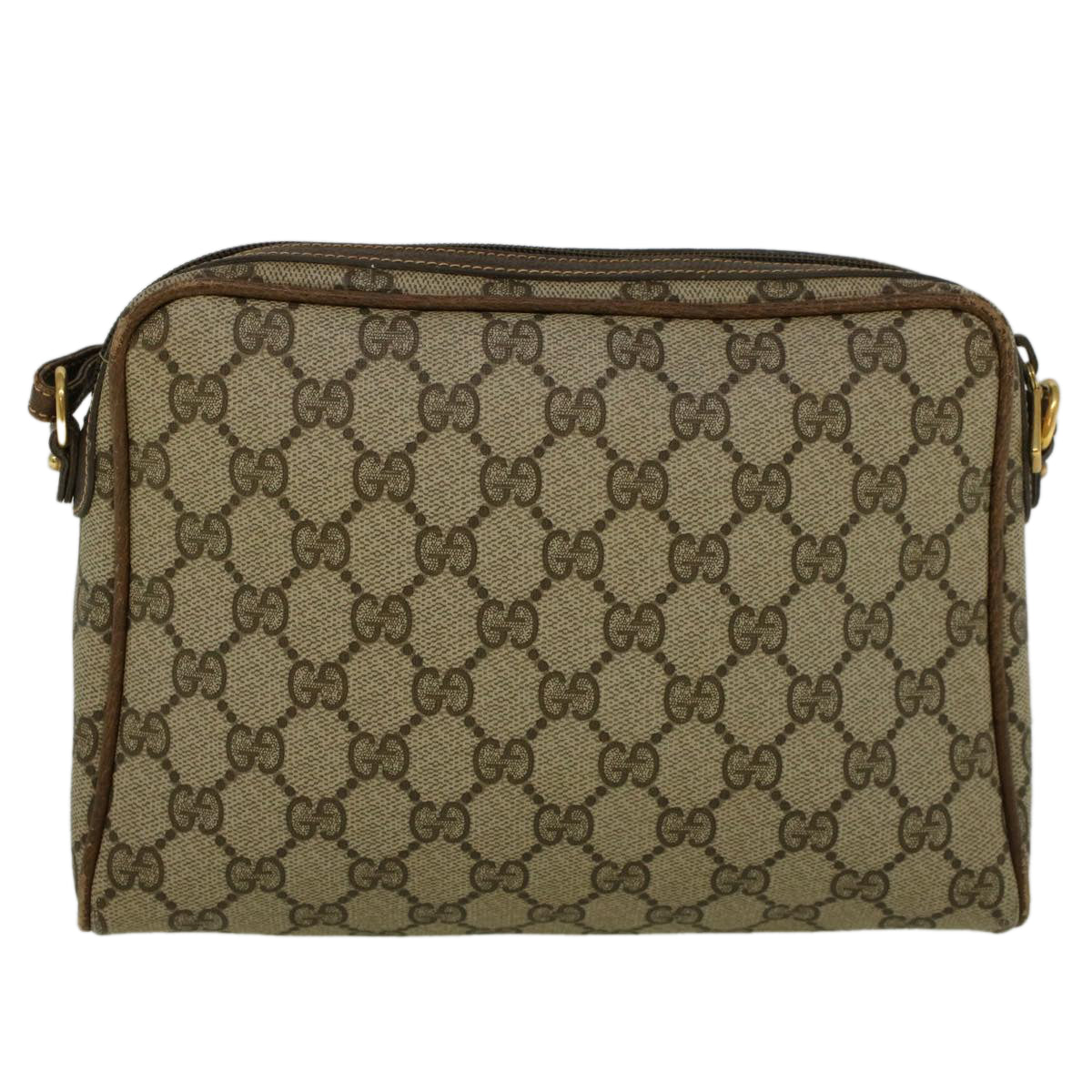 GUCCI GG Canvas Shoulder Bag PVC Leather Beige Brown 57299