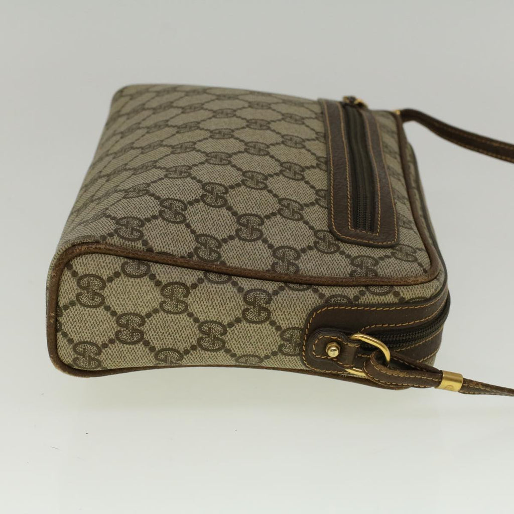 GUCCI GG Canvas Shoulder Bag PVC Leather Beige Brown 57299