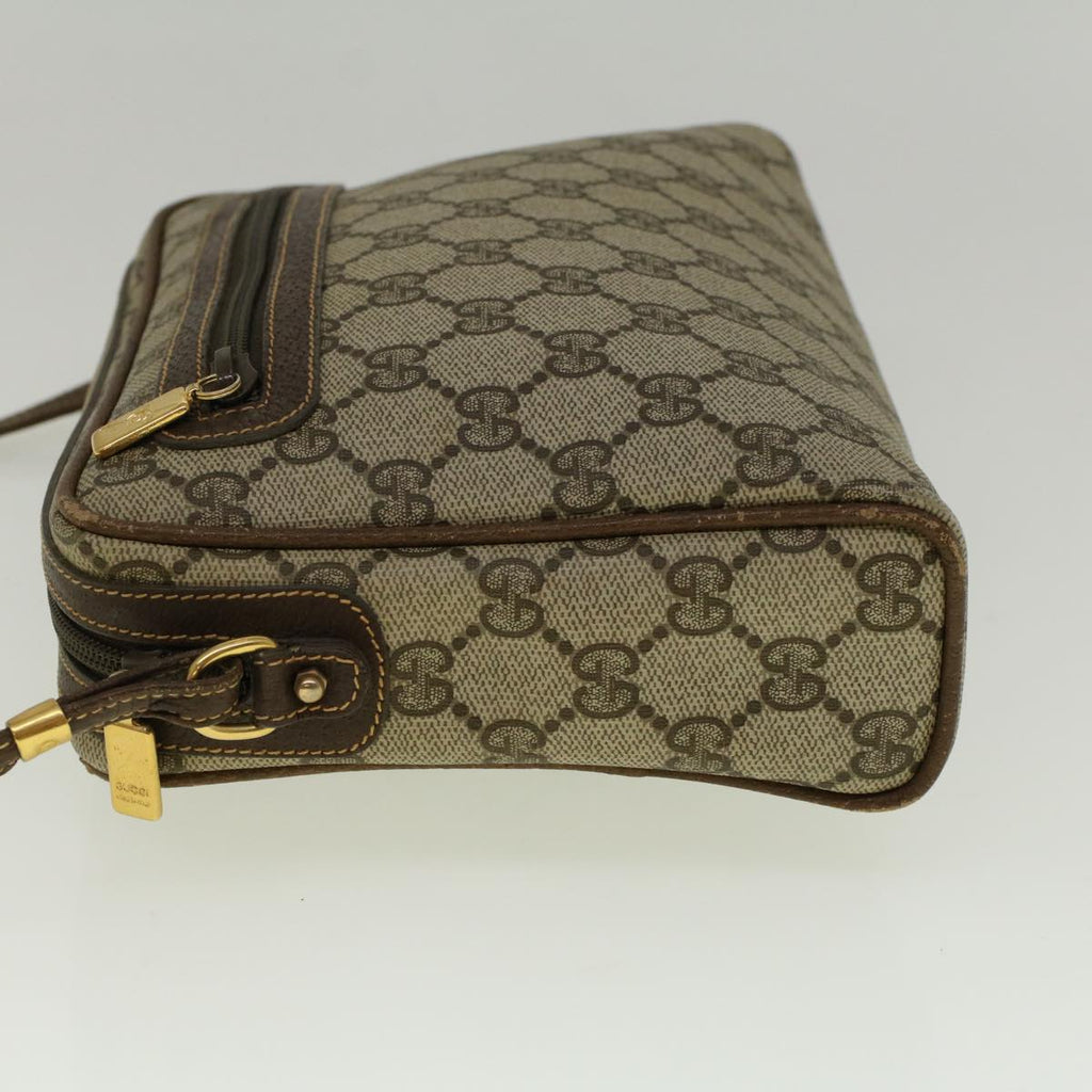 GUCCI GG Canvas Shoulder Bag PVC Leather Beige Brown 57299