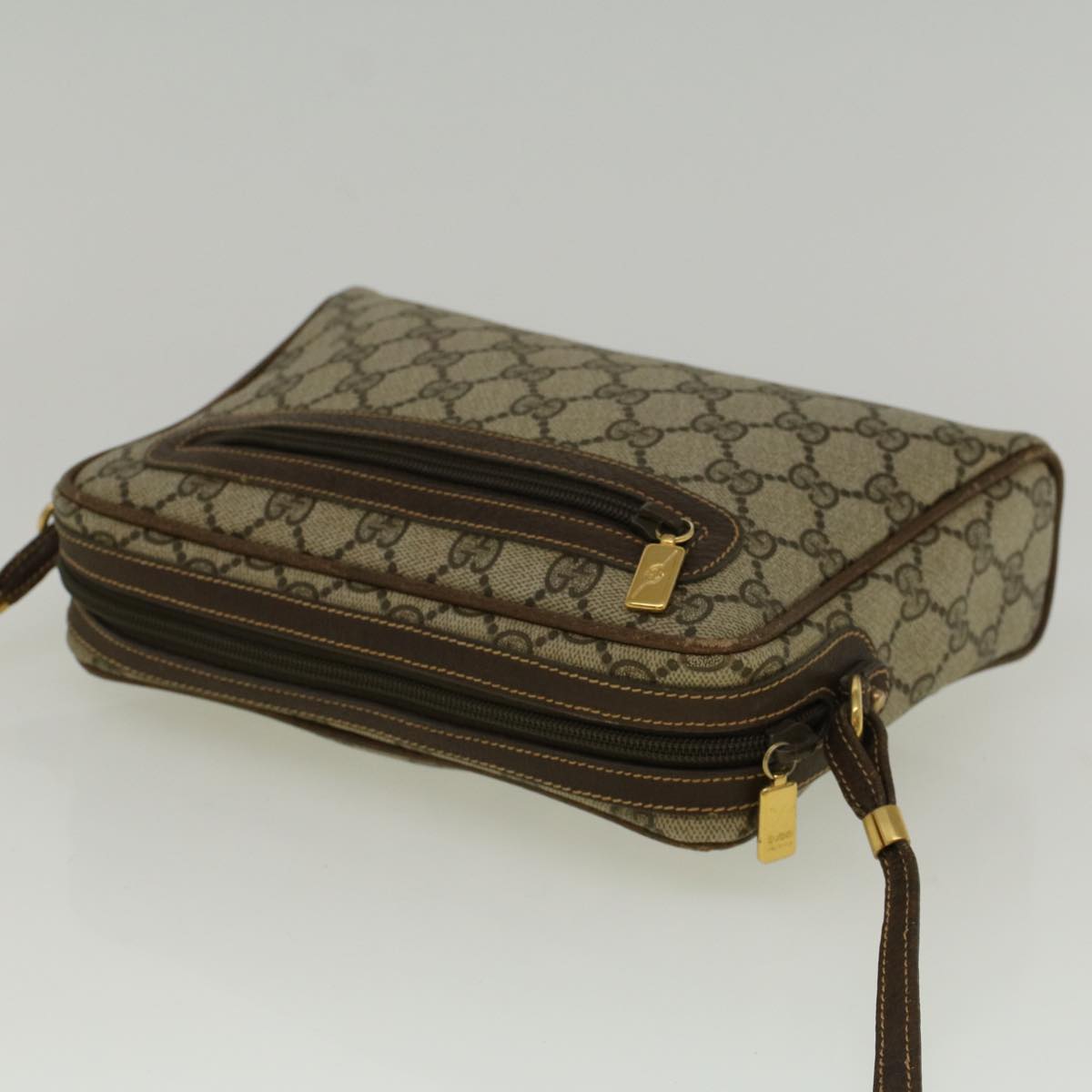GUCCI GG Canvas Shoulder Bag PVC Leather Beige Brown 57299