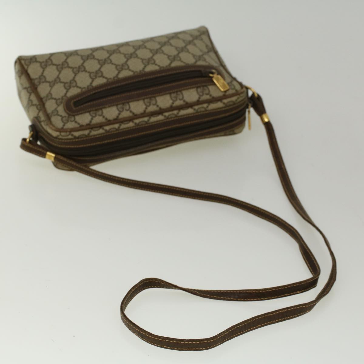 GUCCI GG Canvas Shoulder Bag PVC Leather Beige Brown 57299