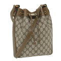 GUCCI GG Canvas Web Sherry Line Shoulder Bag PVC Leather Beige Green 57304