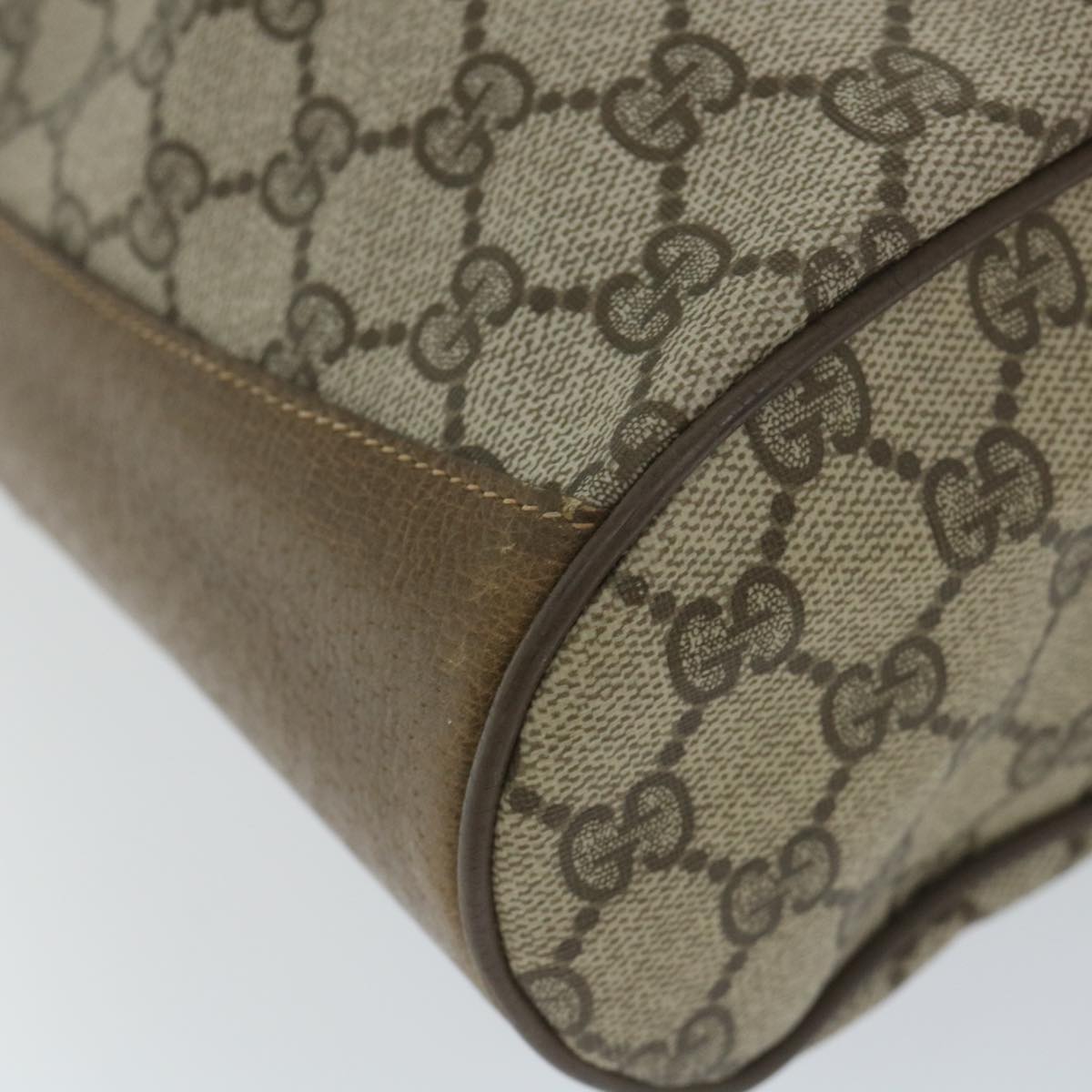 GUCCI GG Canvas Web Sherry Line Shoulder Bag PVC Leather Beige Green 57304