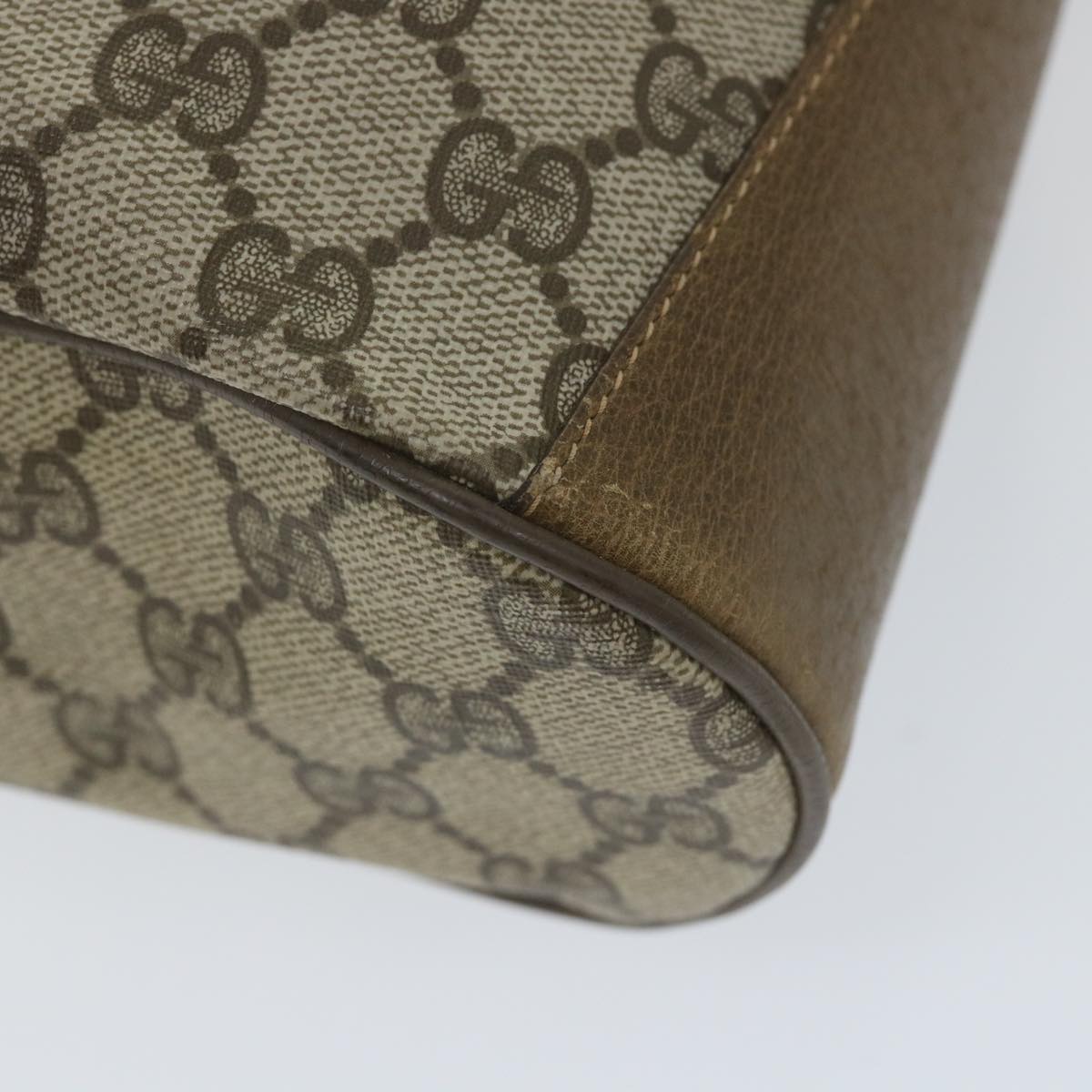 GUCCI GG Canvas Web Sherry Line Shoulder Bag PVC Leather Beige Green 57304