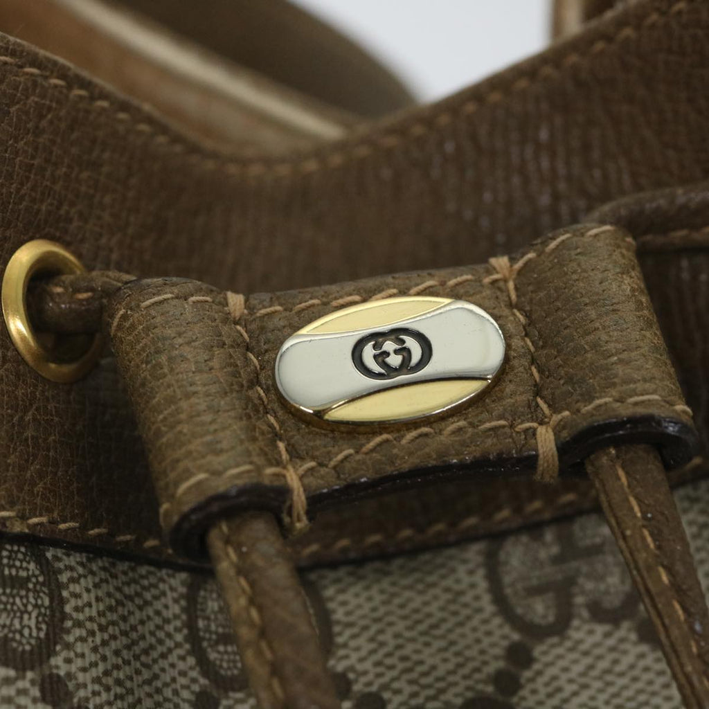 GUCCI GG Canvas Web Sherry Line Shoulder Bag PVC Leather Beige Green 57304